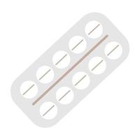 Blister with white tablets in flat style vector