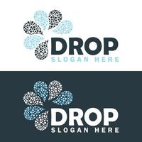 Drops Flower Logo Design Template. Water Drop logotype Pattern design. vector