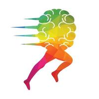 Brain Runner Logo Vector Design. Atlantic Brain Runs vector Template Design.