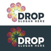 Drops Flower Logo Design Template. Water Drop logotype Pattern design. vector