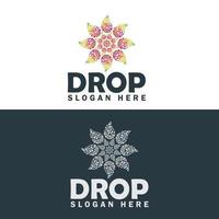 Drops Flower Logo Design Template. Water Drop logotype Pattern design. vector