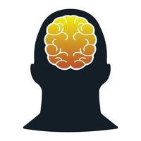 cabeza con diseño de ilustración de vector de cerebro. icono de vector de cabeza y cerebro humano.