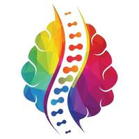 Brain with back bone symbol represent chiropractic therapy. Brain and spinal column logo vector