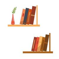 Books on shelves on a white background. vector