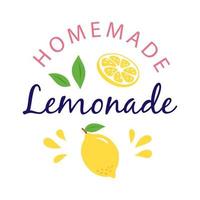 Homemade lemonade phrase with lemon vector