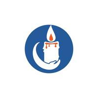 diseño del logotipo del vector de cuidado de la luz de las velas. diseño de icono de vela y mano.