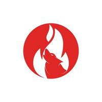 Wolf fire vector logo design template.