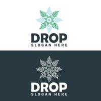 Drops Flower Logo Design Template. Water Drop logotype Pattern design. vector