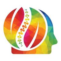 Human head and Chiropractic Logo Design Vector illustration. Spine care organic logo.