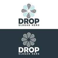 Drops Flower Logo Design Template. Water Drop logotype Pattern design. vector