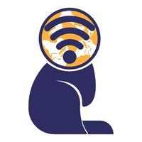 diseño de plantilla de logotipo de mascotas del mundo. diseño de logotipo de vector de planeta wifi.