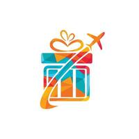 Travel gift vector logo design. Vector of gift and plane logo combination.