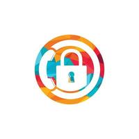 Secure Call Icon Logo Design. Handset and lock icon. vector