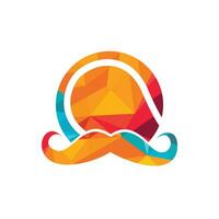 Strong tennis vector logo design. Moustache and soccer ball vector icon design.