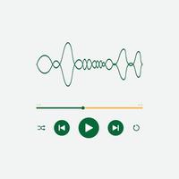 Icono de reproductor de música multimedia con vista de ecualizador de audio de onda en vector. reproducción moderna de la aplicación de música. navegación multimedia en el dispositivo de teléfono inteligente. vector libre.