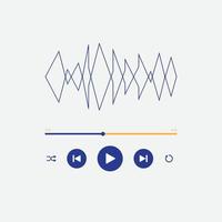 Icono de reproductor de música multimedia con vista de ecualizador de audio de onda en vector. reproducción moderna de la aplicación de música. navegación multimedia en el dispositivo de teléfono inteligente. vector libre.