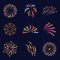 set colorful fireworks bomb. new year full of fireworks vector