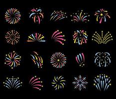 set colorful fireworks bomb. new year full of fireworks vector