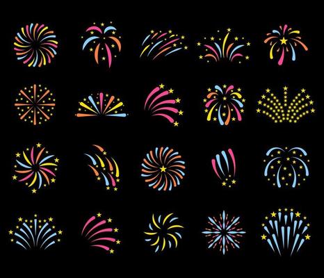 set colorful fireworks bomb. new year full of fireworks