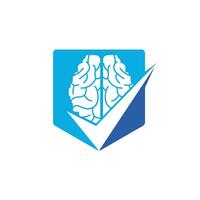 Brain check vector logo design. Brain and tick icon logo.