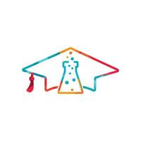 Lab Academy vector logo design. Graduation cap and flask icon design.