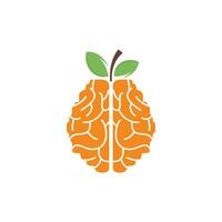 Orange brain vector logo design. Logo of a fruit style brain.