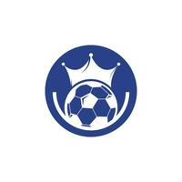 diseño del logotipo del vector del rey del fútbol. diseño de iconos de fútbol y corona.