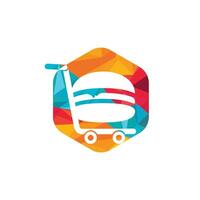 Burger and grocery trolley logo design. Burger and cart icon design. vector