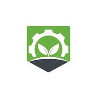 Gear leaf vector logo design. Abstract concept for ecology theme, green eco energy, technology and industry.