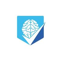 Brain check vector logo design. Brain and tick icon logo.