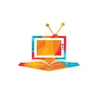 Book TV vector logo template design. Unique bookstore, library and media logotype design template.