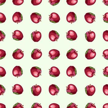 patrón botánico impecable con manzanas rojas y orugas vector