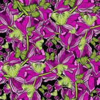 patrón floral transparente con tulipanes y mariposas vector