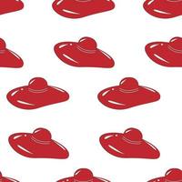 Seamless pattern from Red wide brimmed holiday hat on a transparent background. Isolate. Lifestyle vector
