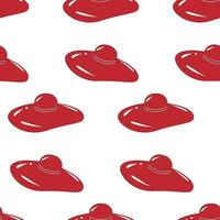 Seamless pattern from Red wide brimmed holiday hat on a transparent background. Isolate. Lifestyle vector