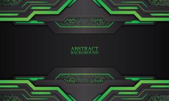 Abstract technology background with black and green neon stripes. vector