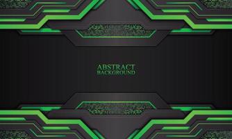 Abstract technology background with black and green neon stripes. vector