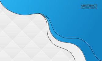 Blue and white wavy in paper style background. vector