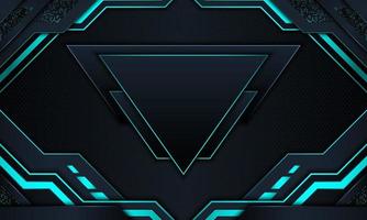 Abstract technology background with dark navy and blue neon stripes. vector