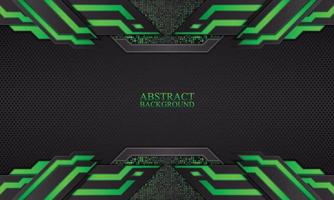 Abstract technology background with black and green neon stripes. vector