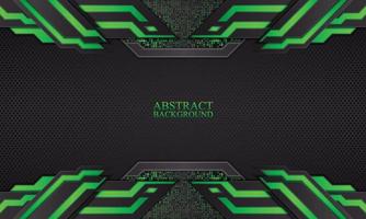 Abstract technology background with black and green neon stripes. vector