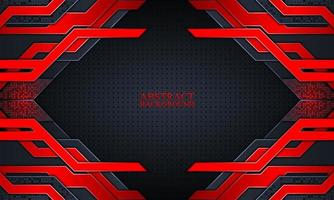Abstract technology background with dark navy and red glow stripes. vector