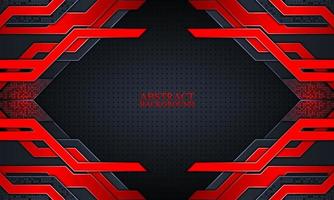 Abstract technology background with dark navy and red glow stripes. vector