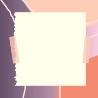 square paper note with abstract doodle and gradient frame background vector