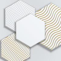 Abstract white and golden geometric hexagonal shape overlapping background. vector