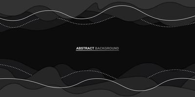 Black papercut style background with white lines. vector