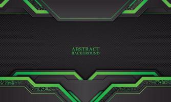 Abstract technology background with black and green neon stripes. vector