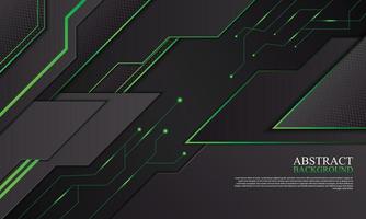 Abstract technology background with black and green neon stripes. vector