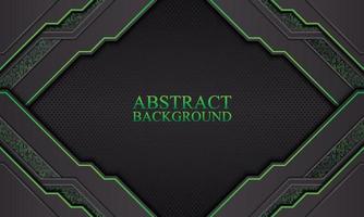 Abstract technology background with black and green neon stripes. vector