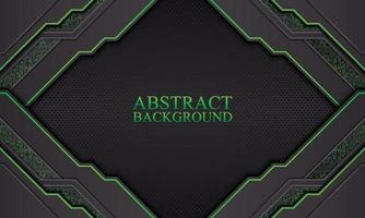 Abstract technology background with black and green neon stripes. vector